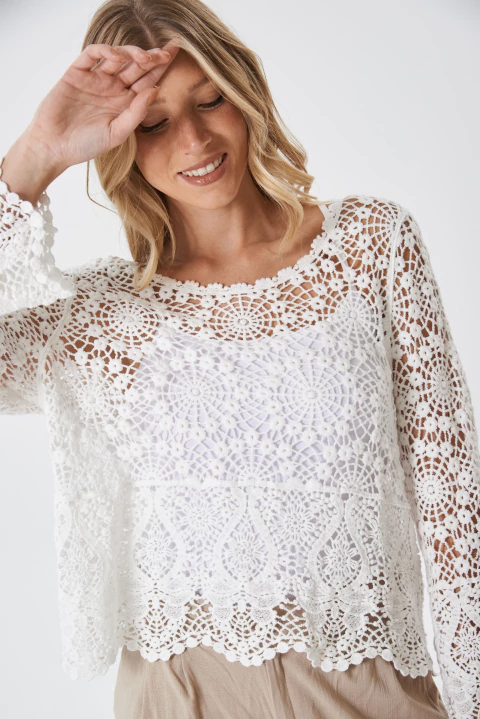 BL Remera Manga Larga Crochet 01 (2422-8201) - comprar online