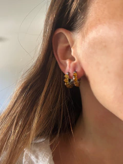 ARITOS EMMA ACERO cristal - ALUMA ACCESORIOS