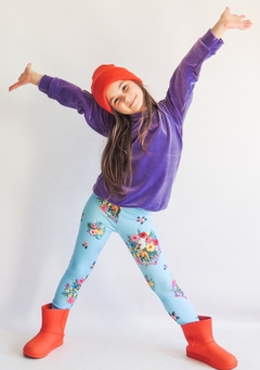 Legging TERMICA FLORAL CELESTE Talle 16 - Juanita Rocker