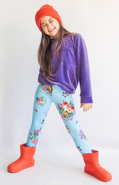 Legging TERMICA FLORAL CELESTE Talle 4 - Juanita Rocker