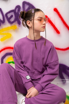 Buzo baby Over violeta Waffle talle 8