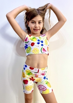 Conjunto top y bikers frutal talle 14