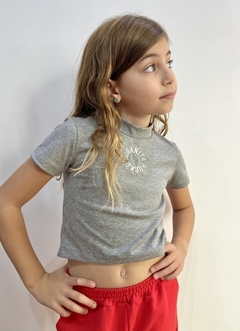 CropTop algodón y lycra gris talle 14