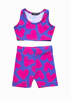 Conjunto top y biker cuore violeta talle 4