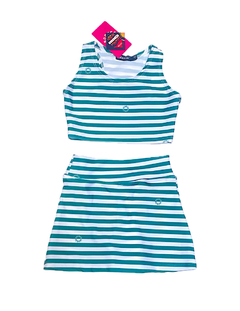 Conjunto falda Bik y top Rayas verde talle 4