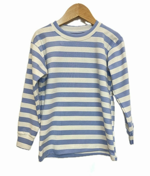 Camiseta rayas blanca y celeste Talle 6