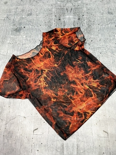 Remera crop tul fire