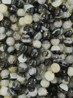 APB12 - Ágata Preta/Branca Bola Lisa 12mm