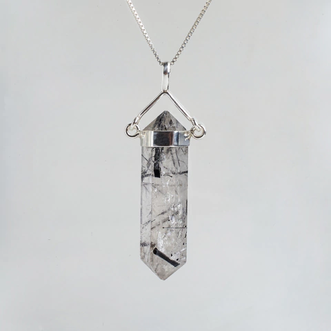 P035TQ - Pingente de Quartzo Turmalinado Balancinho