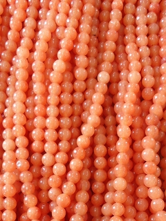 JLB04 - Jade Laranja Bola Lisa 4mm / Fio