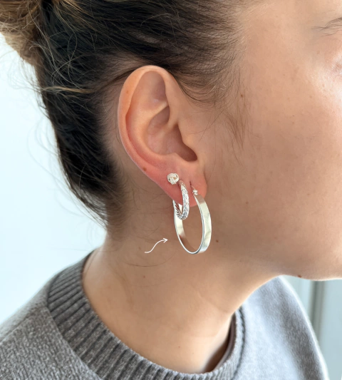 Argollas Cecil 3 cm acero blanco (par) - comprar online