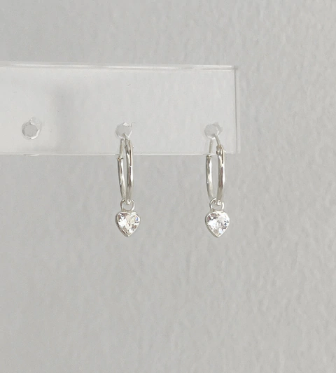 Argollas corazon cubic 1,2 cm (par) - Plata 925 - comprar online