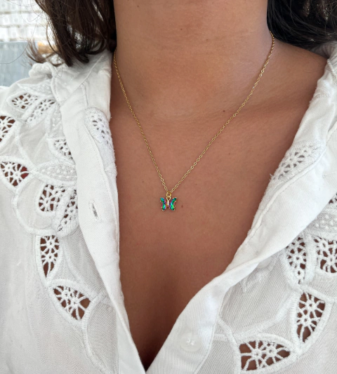 Collar Luzia tornasolado oscuro - Acero dorado - comprar online