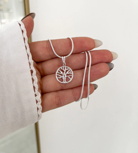 Collar Árbol de la vida - Acero blanco - comprar online