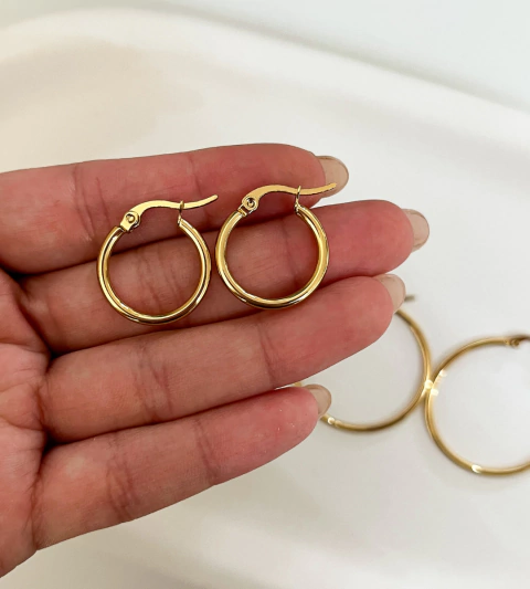 Argollas Emi (par) - varias medidas - Acero dorado - comprar online