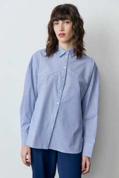 Camisa Rayada con Strass / Ver - comprar online