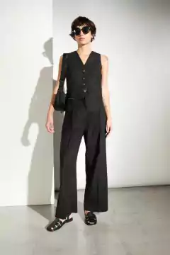 Pantalon Lino Sastrero Negro/ Ver