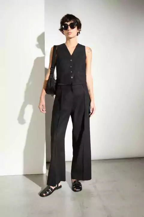 Pantalon Lino Sastrero Negro/ Ver