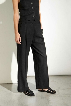 Pantalon Lino Sastrero Negro/ Ver - tienda online