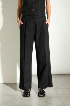 Pantalon Lino Sastrero Negro/ Ver - comprar online
