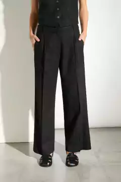 Pantalon Lino Sastrero Negro/ Ver - comprar online