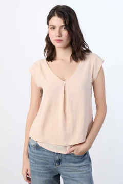 Remera Satinada Escote con Pliegue / Ver - tienda online