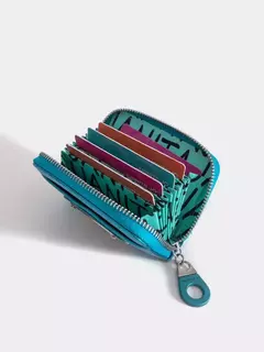 Tarjetero Turquesa Abanico Con Bolsillo Externo / Juanita Jo - Azzaro Lanús