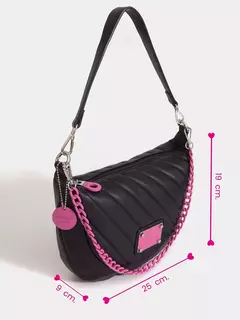 Cartera De Hombro Negro Y Fucsia Andes/ Juanita Jo - comprar online
