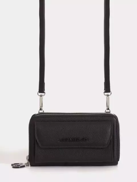 Billetera Bandolera Con Correa Negra/ Juanita Jo