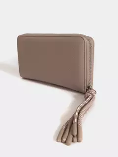 Billetera Grande Negra Con Tiracierre De Cordones/ JUANITA JO