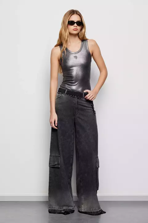 PANTALON GABY CARGO BLACK/ TUCCI