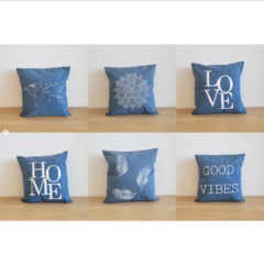 Almohadones 40x40 RÚSTICOS Colección Celeste