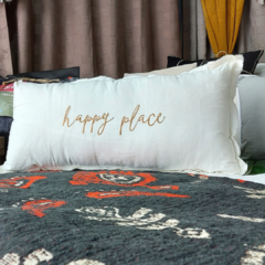 Almohadones 30x70 TUSOR Bordado HAPPY PLACE - comprar online