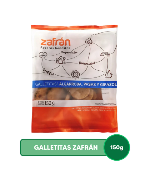 GALLETA INT. ALGARROBA PASAS Y GIRA 150G ZAFRAN - comprar online