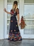CONJUNTO BORDADO DE TUL FORRADO COMBINADO CON ECO CUERO DE INDIA 68557 - comprar online