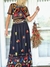 CONJUNTO BORDADO DE TUL FORRADO COMBINADO CON ECO CUERO DE INDIA 68557