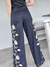 PANTALON SASTRERO BOHO DE VOILE DE ALGODO FORRADO CON LUREX Y BORDADO 65183 - comprar online