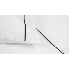 Jogo de Lençol Casal 4 pçs 180 fios Percal 100% Algodão Branco Vivo Preto Saluzzo.Detalhe. 