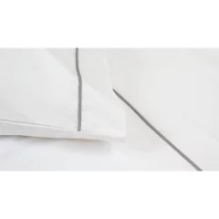 Jogo de Lençol Casal 100% Algodão 4 pçs 180 fios Branco Vivo Cinza Saluzzo Detalhe