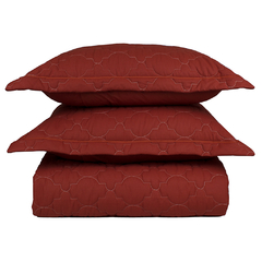 Cobre Leito King 3 Pçs Percal 100% Algodão Matelado Terracota Chianti