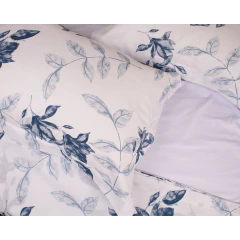Fronha Percal 100% Algodão 150 fios 1 pçs Fiori Blu Torino Detalhe Cama