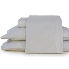 Jogo de Lençol Super King 180 fios 4 pçs Percal 100% Algodão Cinza Trajanus. Detalhe. 