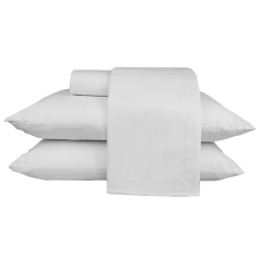 Jogo de Lençol Super King 180 fios 4 pçs Percal 100% Algodão Branco Trajanus