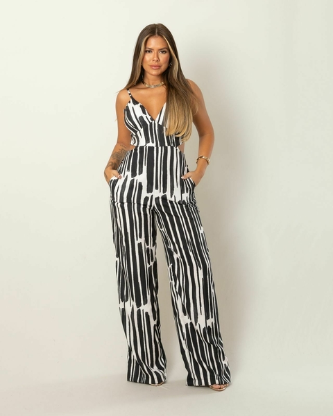 Macacão Longo em Viscocrepe Black and White ref: 983 - comprar online