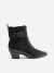 Bota Arezzo Preta Couro Cano Curto Bico Fino Elástico