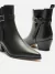 Bota Arezzo Preta Couro Cano Curto Bico Fino Elástico
