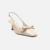 Scarpin Branco Arezzo Couro Bico Quadrado Slingback Laço