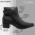 Bota Bottero Cano Baixo Couro Burnish Preto Fivela