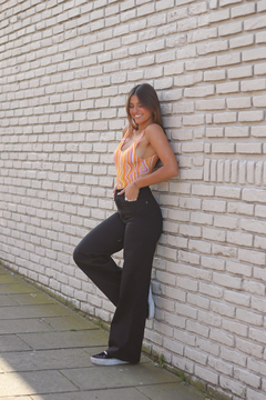 wide leg tiro alto rigido negro clasico