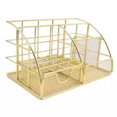 Organizador De Escritorio C/Cajon Dorado - comprar online